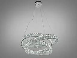 Підвісна LED-люстра Diasha D8875/600CH, кришталева подвійна спіраль Ø 60 см, хром, 92 W, пульт ДК