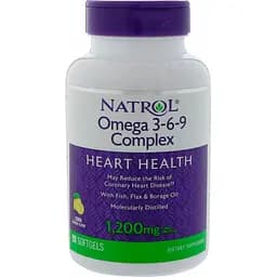 Комплекс жирных кислот Natrol Omega 3-6-9 Complex со вкусом лимона 1200 мг 90 капсул