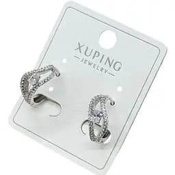 Сережки Xuping фігурні з камінчиками та великим каменем з медичної сталі