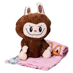 Мягкая игрушка-плед и подушка 3 в 1 Лабубу 50 см Коричневый Colorful Home LAB2BR