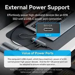 Хаб USB 3.0 Type-C -> 4xUSB 3.0/1xUSB-C, 5Gbps, Black Vention - мініатюра 8