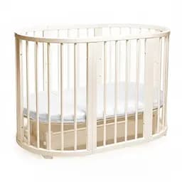 Детская кроватка Бук Горизонт без ящика, маятниковый механизм ванильный