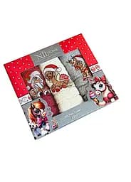 Набір 3 махрові рушники Nilteks кухонні 40х60 см New Year's horse різнобарвний TC303376106