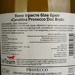 Ігристе вино Schenk Cavatina Prosecco Brut, біле, брют, 11%, 0,75 л - мініатюра 4