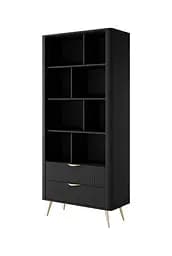 Стеллаж Perfect Home Ланте/Lante 2S с 2 ящиками и золотыми ножками Черный (PFH-091189)