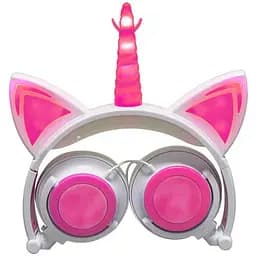 Наушники со светящимися ушками и рогом проводные UL105