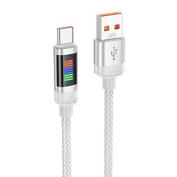 Кабель Hoco U126 с индикатором USB to Type-C QC 27W 1.2 м grey