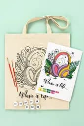 Набір, екосумка-розмальовка, „Music is Life“, бавовна 220 г/м2, 38х42см, ROSA Talent [CD] - мініатюра 2