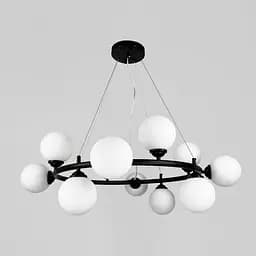 Кольцевая черная люстра на 12 белых плафонах Ø 80 см | Line F | Ст. 1548/12 BK