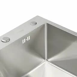 Кухонна мийка Platinum Handmade 600x450x220 (товщина 3,0/1,5 мм корзина та дозатор в комплекті), Нержавіюча сталь - мініатюра 5