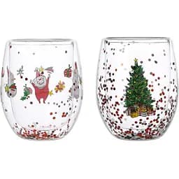 Набор стаканов Vittora VT-5415-350 Зимние развлечения с двойным дном 350 мл Прозрачный 2 шт