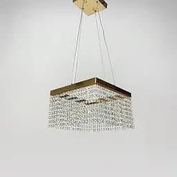Неймовірна кришталева квадратна люстра з золотим обводком h25 Line.F Діаметр 40см