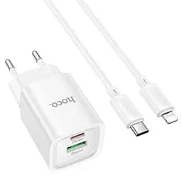 Сетевое зарядное устройство Hoco C149A Charm PD30W+QC3.0 Charger Set (Type-C to Lightning) (EU) Черный