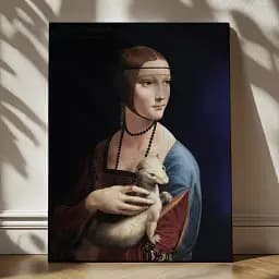 Інтер'єрна картина Пані з горностаєм, Леонардо да Вінчі, Leonardo da Vinci, Lady with an Ermine, інтер'єрний декор, 80×60 см (id6951) - мініатюра 1
