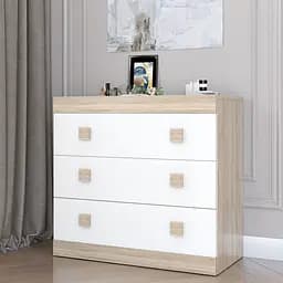 Комод для дома Эверест Соната-1 Телескопические на 3 ящика 80х38х75 см дуб сонома + белый (EVR-2044)