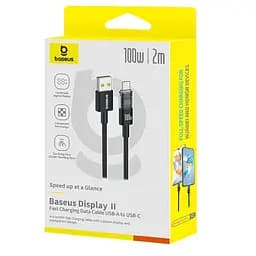Кабель Baseus Display 2 Fast Charging Data Cable USB-A to USB-C 100W 2m Black - мініатюра 2