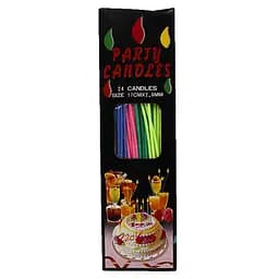 Набор свечей для торта Party Candles, 15x0.2 см, 24 шт. (в ассортименте)