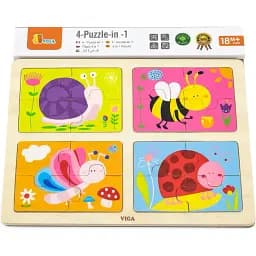 Набір дерев'яних пазлів Viga Toys Комахи 4 в 1, 16 елементів (50189) - мініатюра 3