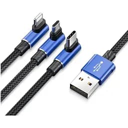 Кабель Baseus MVP 3 in 1 мobile Game Cable USB for M+L+T 3.5A 1.2 м синій (CAMLT-WZ03)