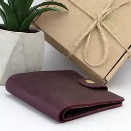 Портмоне чоловіче шкіряне на кнопці Handycover HC0028 бордове - мініатюра 4