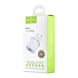 Мережевий зарядний пристрій Hoco C12Q Smart QC3.0 charger ( EU ) Білий - мініатюра 2