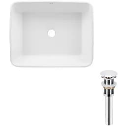 Комплект Qtap Tern: Раковина накладная прямоугольная 480х370х135 мм White + Донный клапан PU02 (QT17112074WN47301)