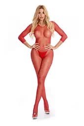 Бодістокінг Pink Lipstick Lingerie Risque Crotchless Bodystocking Red, M/L