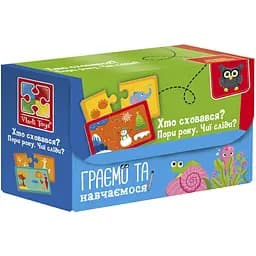 Пазлы Найди пару. Времена года. Чьи следы? Кто спрятался Vladi Toys VT5003-04 Укр
