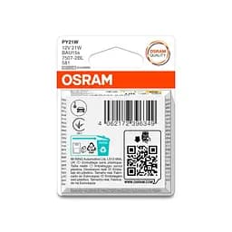 Комплект вказівних ламп розжарювання OSRAM 7507-2BL PY21W Amber 12V BAU15s Blister (2 шт) - мініатюра 2