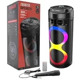 Переносна колонка караоке ZQS-6220 Bluetooth акустична система з мікрофоном та підсвічуванням 20 Вт USB Чорний