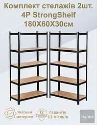 Стелаж 4P StrongShelf 180X60X30см Чорний, навантаження 150кг/полицю - мініатюра 2