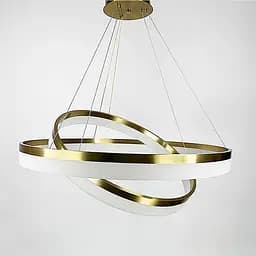 Современная подвесная LED-люстра на 2 кольца в латунном каркасе Арт. M 2702-800+600 AB Line F