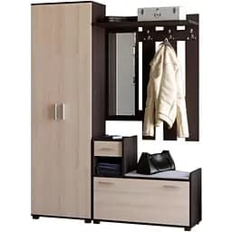 Передпокій Еверест Тандем з шафою ШП-1 і тумбою (ліва) для взуття венге темний/дуб молочний (EVR-2353)