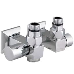 Набір кран вентильний кутовий з американкою Solomon LUX 1/2″Cube Chrom 8888_ТЕН (1уп.)