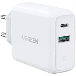 Адаптер питания для телефона Ugreen CD170 White USB+USB Type-C Wall Charger 36W 3A