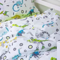 Підковдра на блискавці MirSon Kids Time 17-0576 Dinosaur robot, бязь, 210х143 см, біла - мініатюра 2