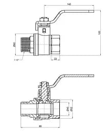 Кран кульовий Thermo Alliance Base 1 1/2" ВЗ прямий, PN30, важіль SD605W40 - мініатюра 8