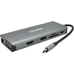 Хаб-конвертор Veggieg TC12 Type-C на Type-C + USB3.0 + HDMI 2 + jack 3.5 + SD/TF + RJ45