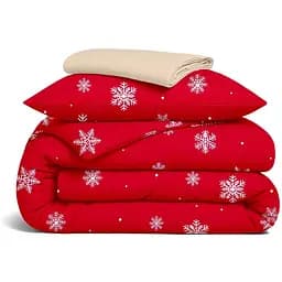 Комплект постільної білизни Cosas Snowflakes cranberry CS4 Підлітковий фланель червоний (Flannel_SnowflakesCranberry_El90-07Pastel_155)