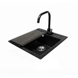 Комплект гранітна мийка + змішувач Romzha Adiere Grafit (B)