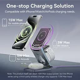 Зарядний пристрій 15W 3-in-1 Magnetic Wireless Fast Charger Gray Vention - мініатюра 7