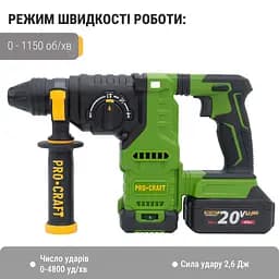Акумуляторний перфоратор Procraft PHA30 Кейс (з 2 акб та ЗП) - мініатюра 3