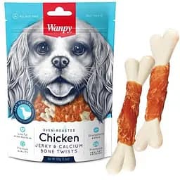Wanpy Chicken Jerky & Calcium Bone Twists ванпи кость з в'яленою куркою І кальцієм ласощі для собак 0.1кг