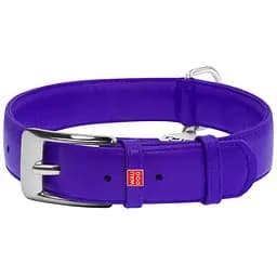 Ошейник для собак Waudog Glamour, кожаный, с QR паспортом, 46-60х3,5 см, фиолетовый