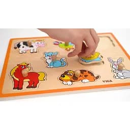 Дерев'яна рамка-вкладиш Viga Toys Домашні тварини 8 елементів (50017) - мініатюра 2