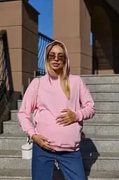 Худі для вагітних, годуючих світшот для майбутніх мам тринитка без начісу Chelm L-XL (46-48) Lullababe рожевий - мініатюра 3