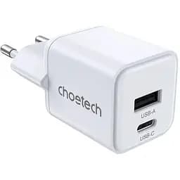 Мережевий зарядний пристрій Choetech (USB-C+USB-A) White (PD5012-EU-WH)