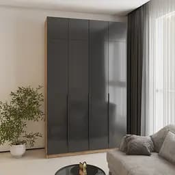 Шафа 4-дверна з антресоллю MebelStar Оскар Gloss BL-B, комплект полиць 160x52x260 см Дуб тахо/Чорний (MBS-5521)