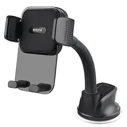 Тримач телефону автомобільний Brevia FlexArm СrystalHold із присоскою, гнучкий 163мм, для 4.7-6.8', ширина до 90мм, чорний(48760)