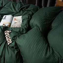 Комплект постільної білизни Moon&Star Satin Stripe Mystic Green Сімейний 143х210х2 наволочки 2х70х70 - мініатюра 5